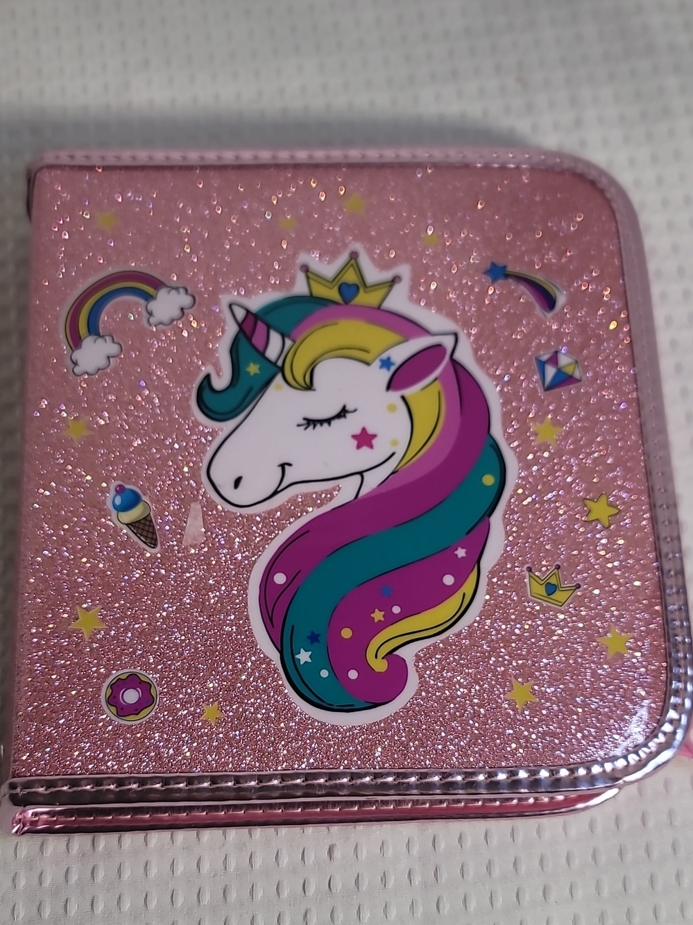 Pink Glitter Unicorn Kids Storage Case - Cute Sparkle Design